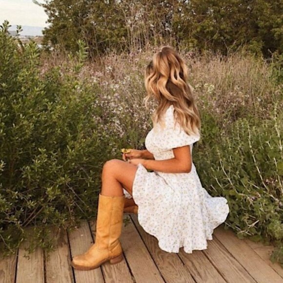 Frye Campus 14L Saddle Cognac Leather Vintage Distressed Square Toe Cowboy Boots - Picture 9 of 16